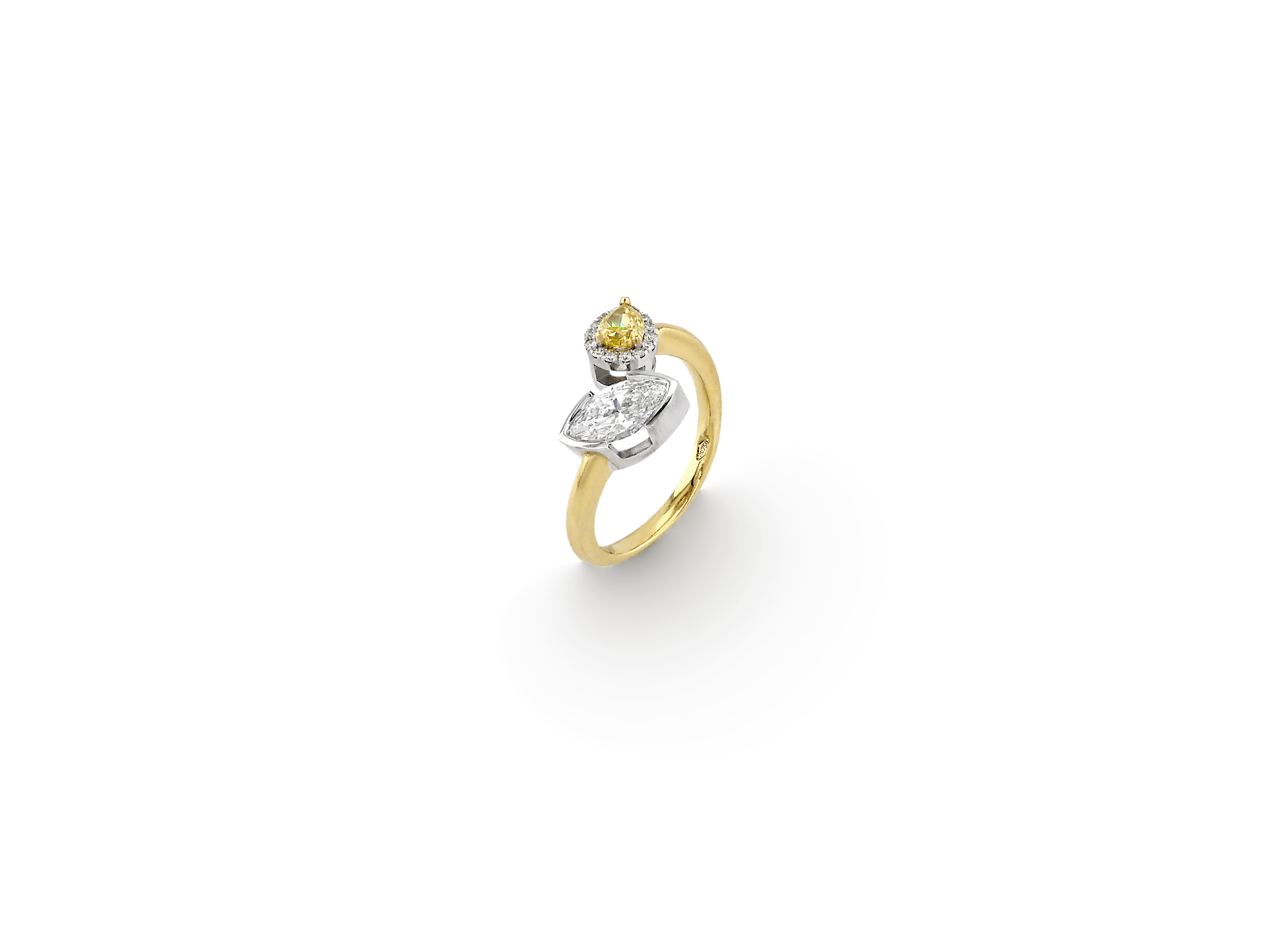 Yellow & White Gold Ring with Diamonds & Fancy Yellow Diamond | Jewel ...