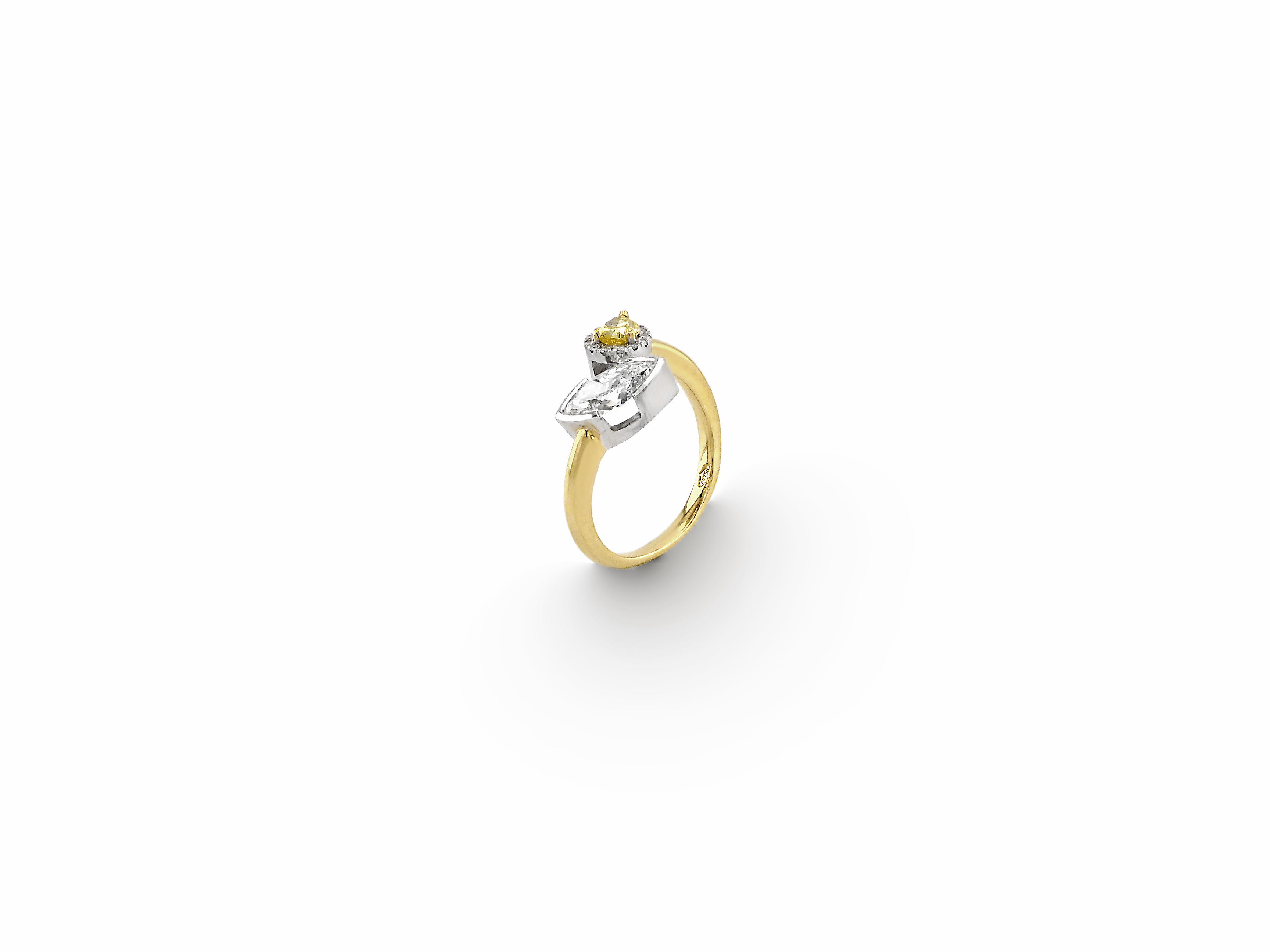 Yellow & White Gold Ring with Diamonds & Fancy Yellow Diamond | Jewel ...