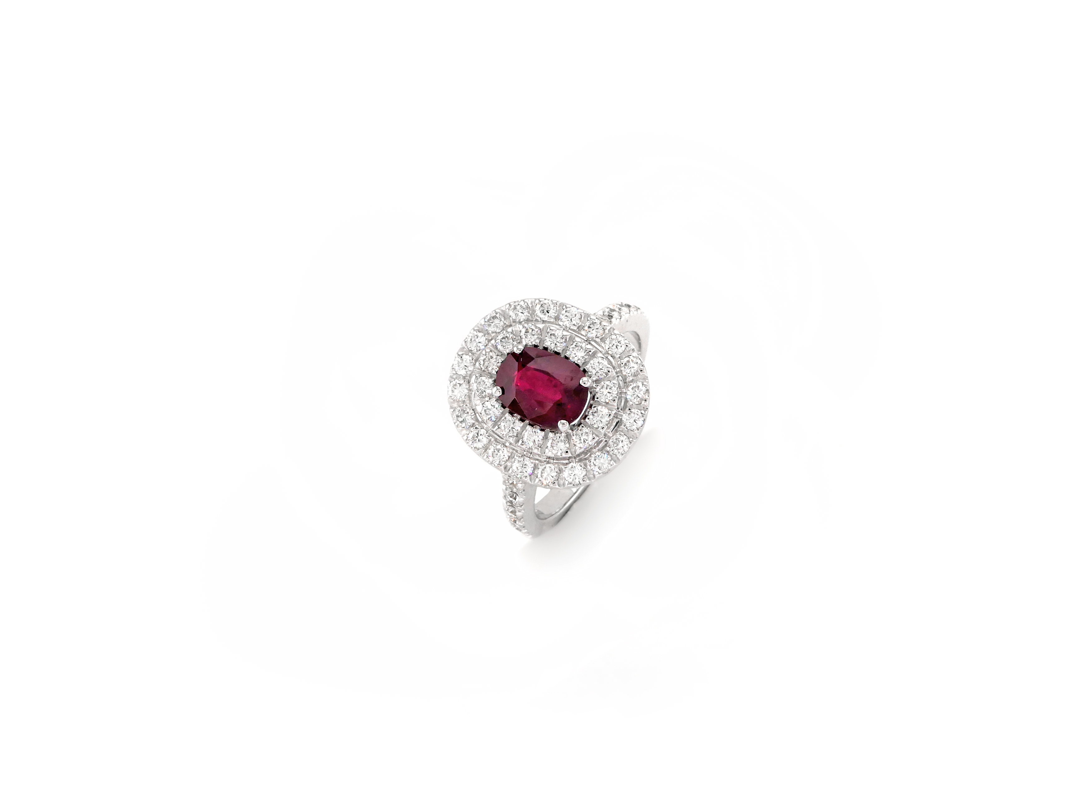 White Gold Ring with Ruby and Diamond | Jewel in a Box