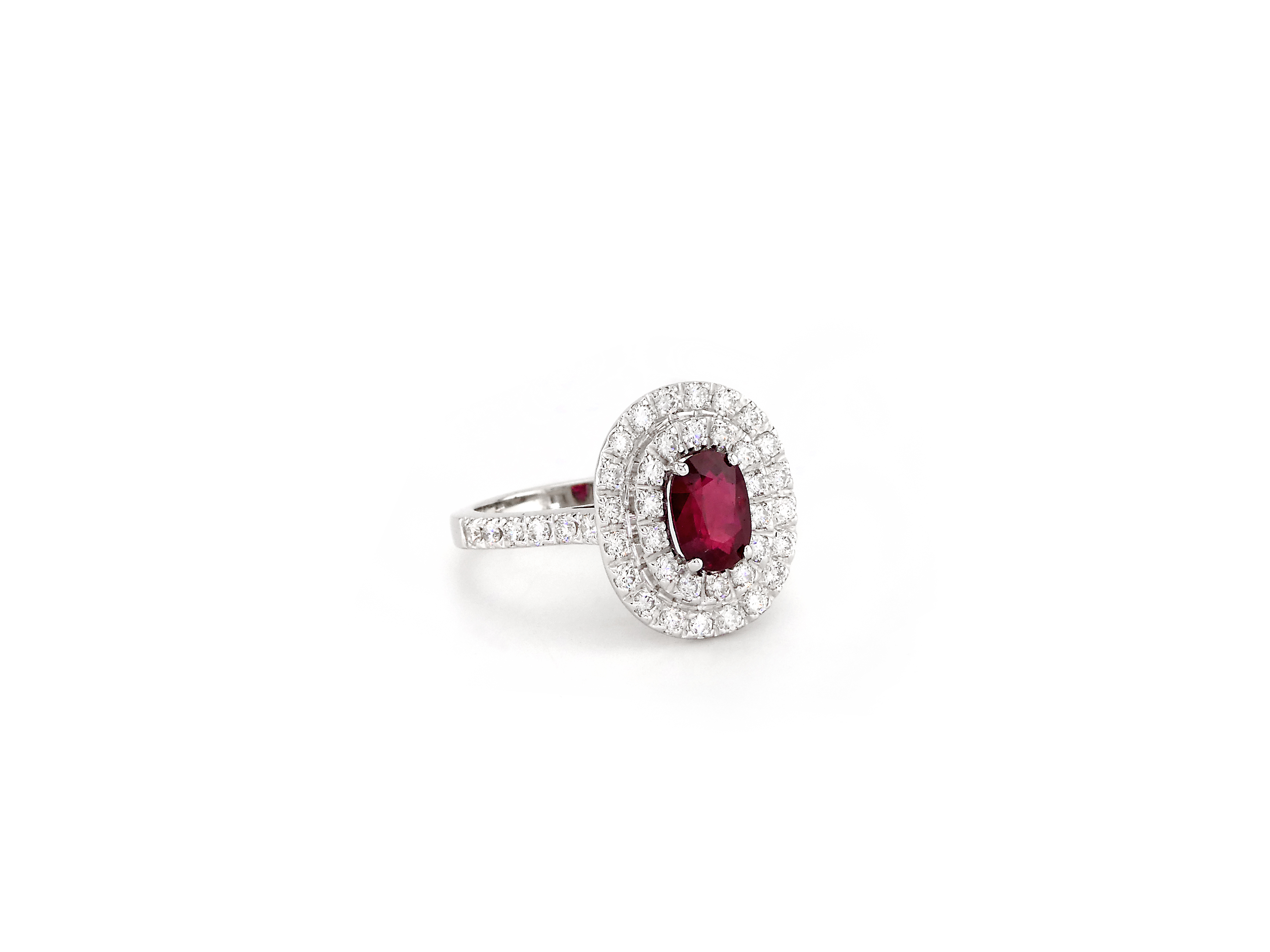 White Gold Ring with Ruby and Diamond | Jewel in a Box
