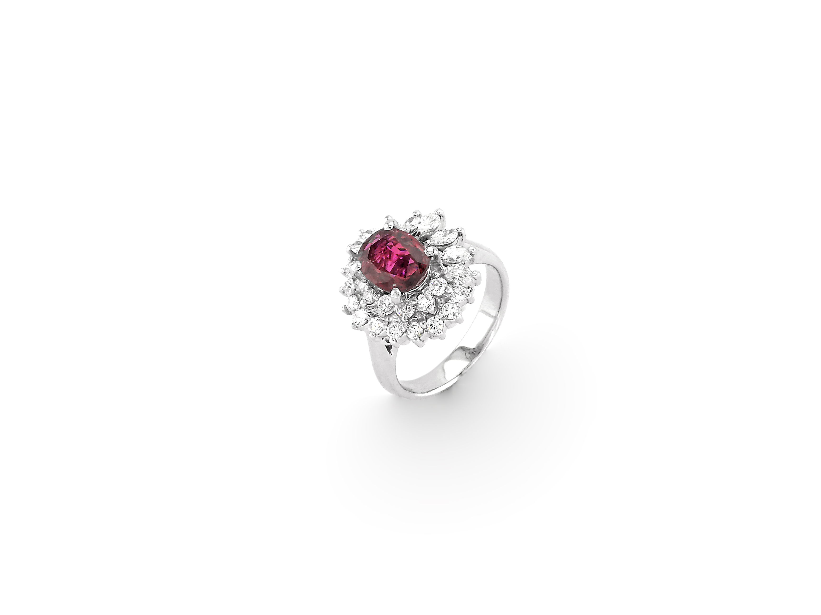 Platinum Ring with Ruby and Diamond | Jewel in a Box