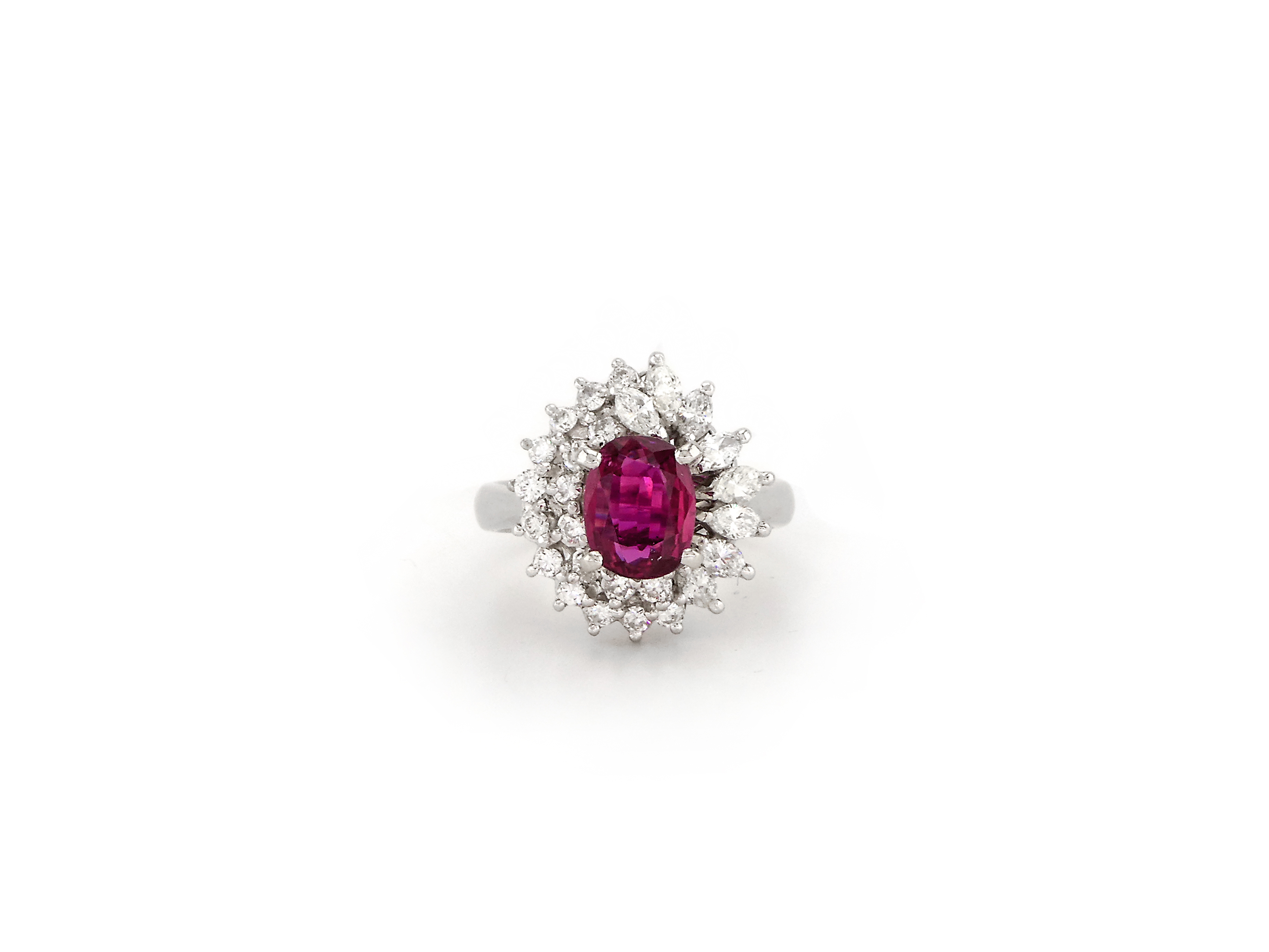 Platinum Ring with Ruby and Diamond | Jewel in a Box