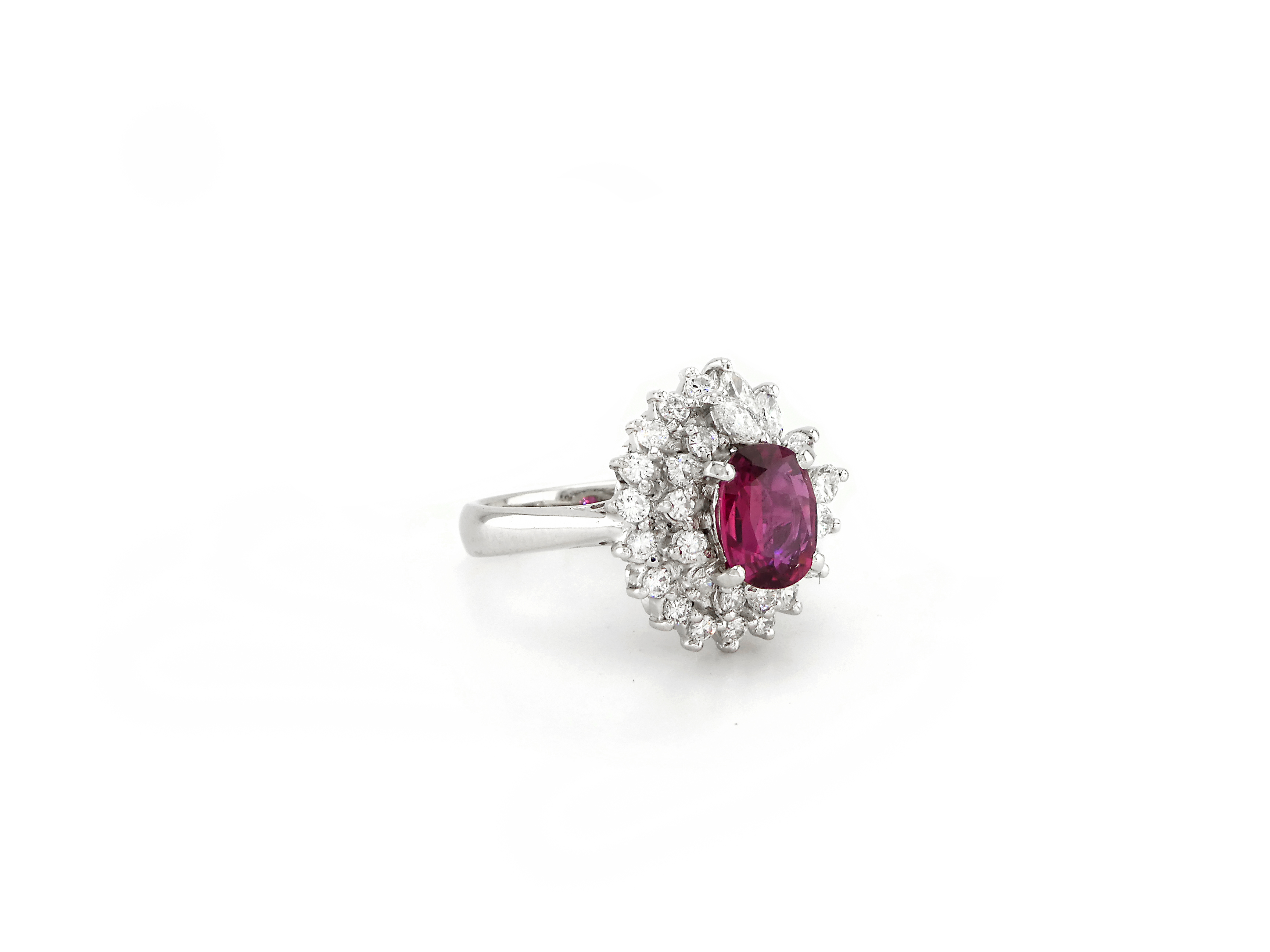 Platinum Ring with Ruby and Diamond | Jewel in a Box