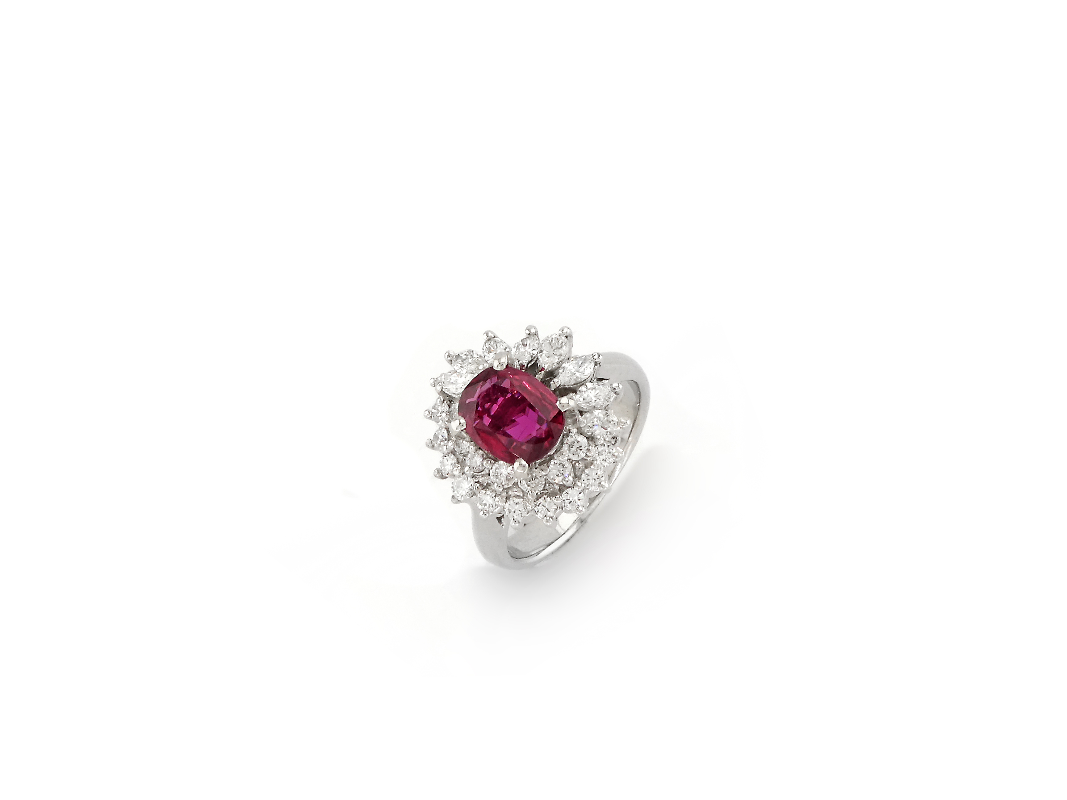 Platinum Ring with Ruby and Diamond | Jewel in a Box