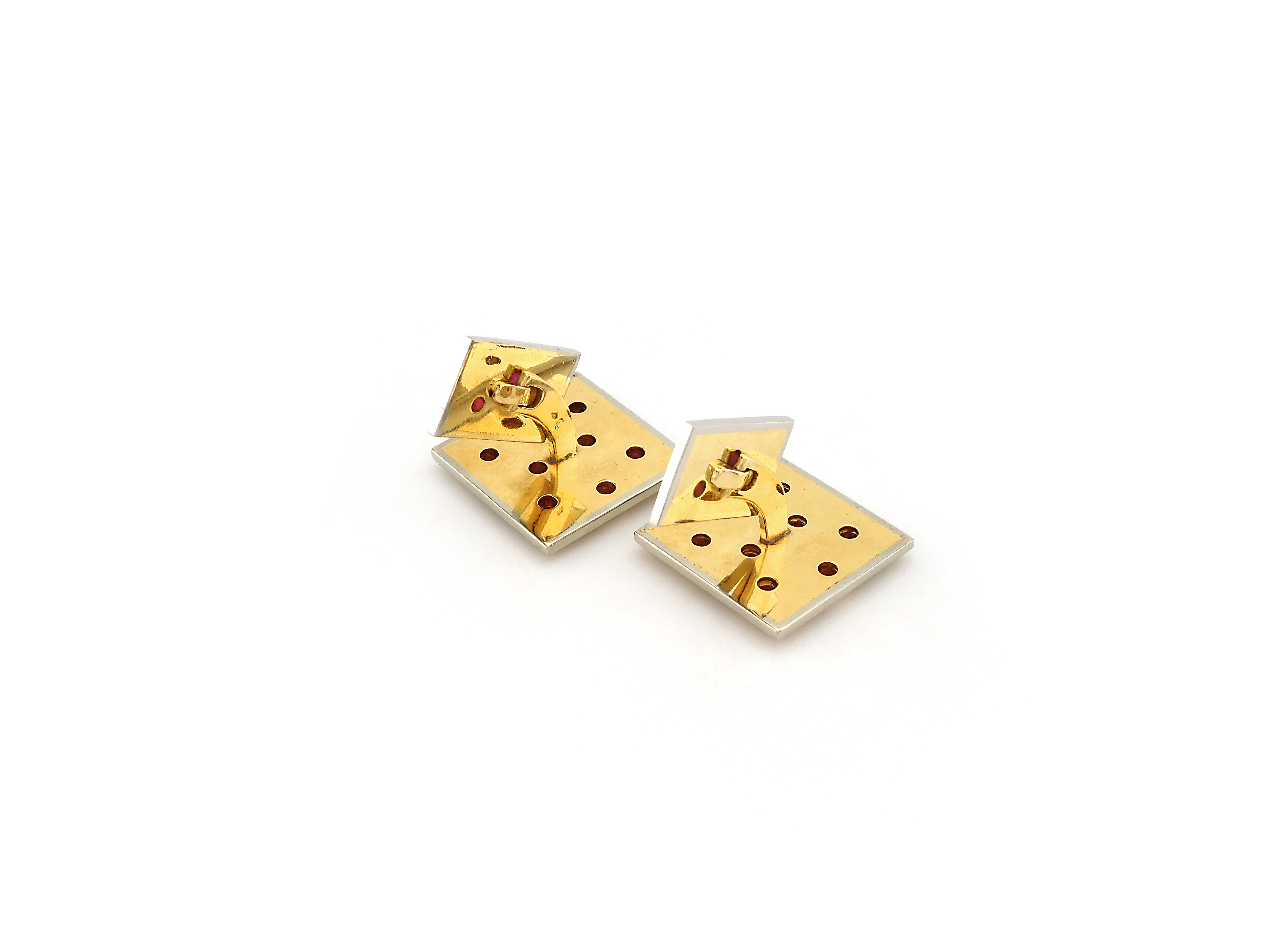 Yellow & White Gold Cufflings with Ruby | Jewel in a Box
