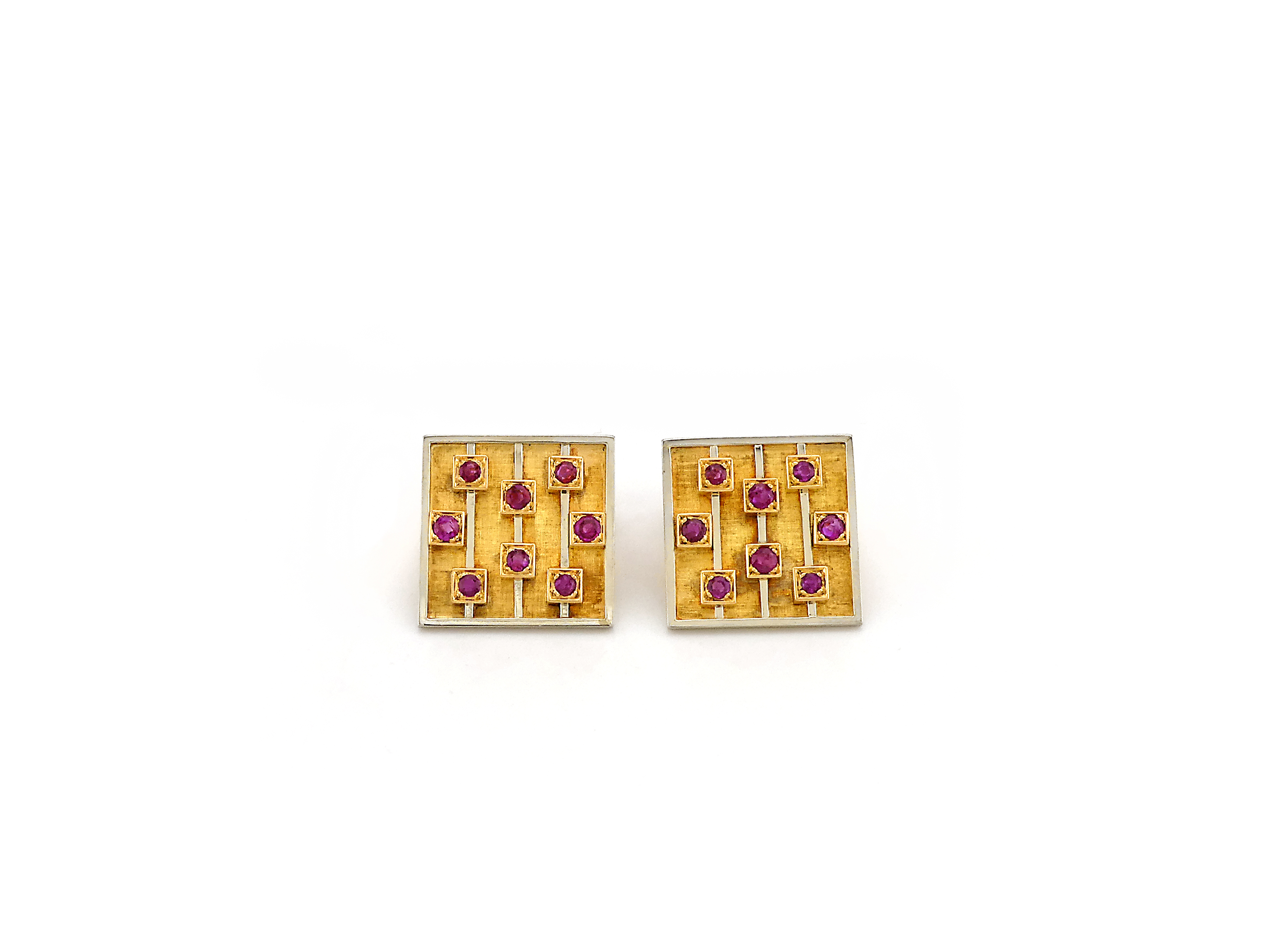 Yellow & White Gold Cufflings with Ruby | Jewel in a Box