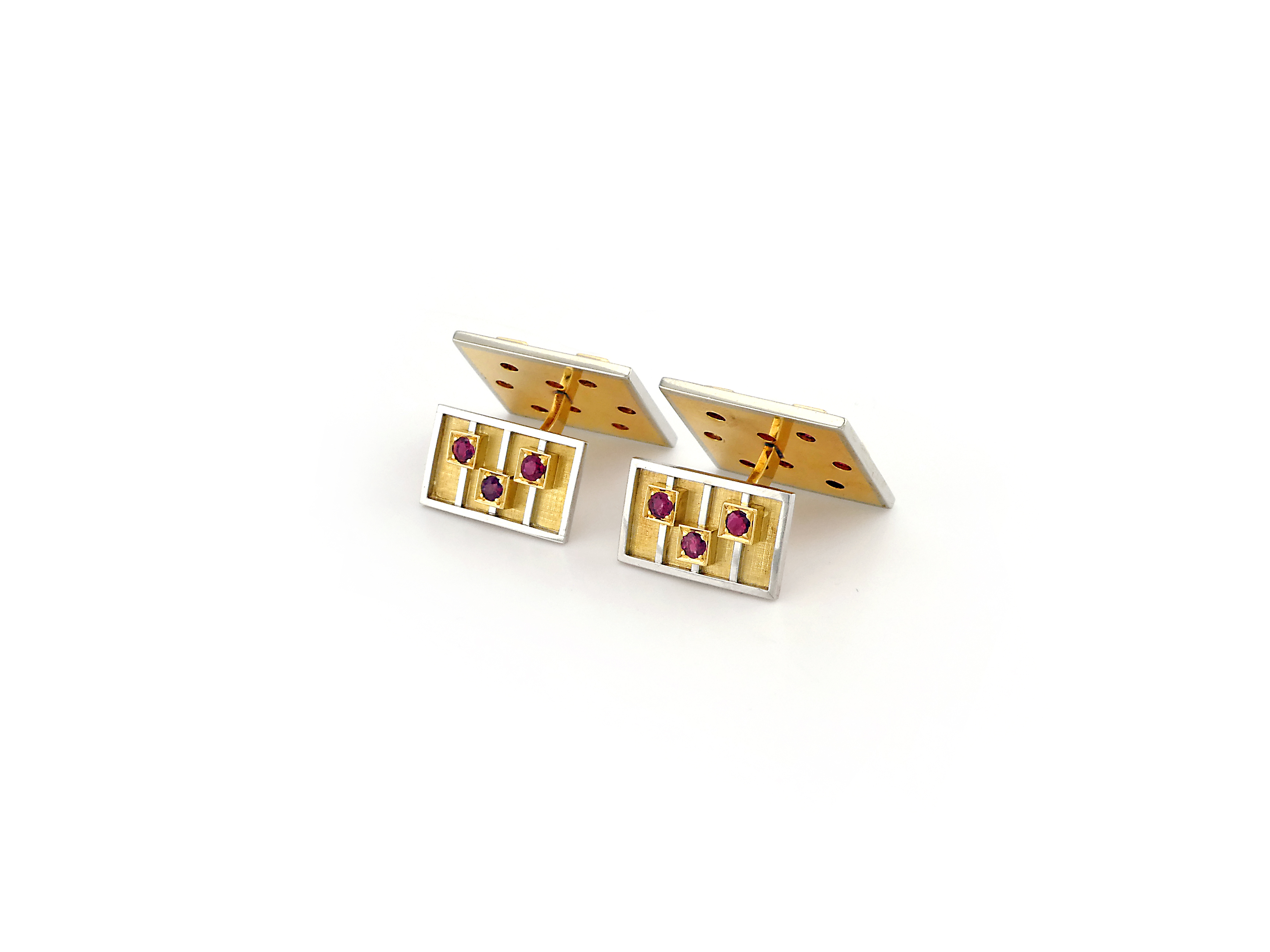 Yellow & White Gold Cufflings with Ruby | Jewel in a Box